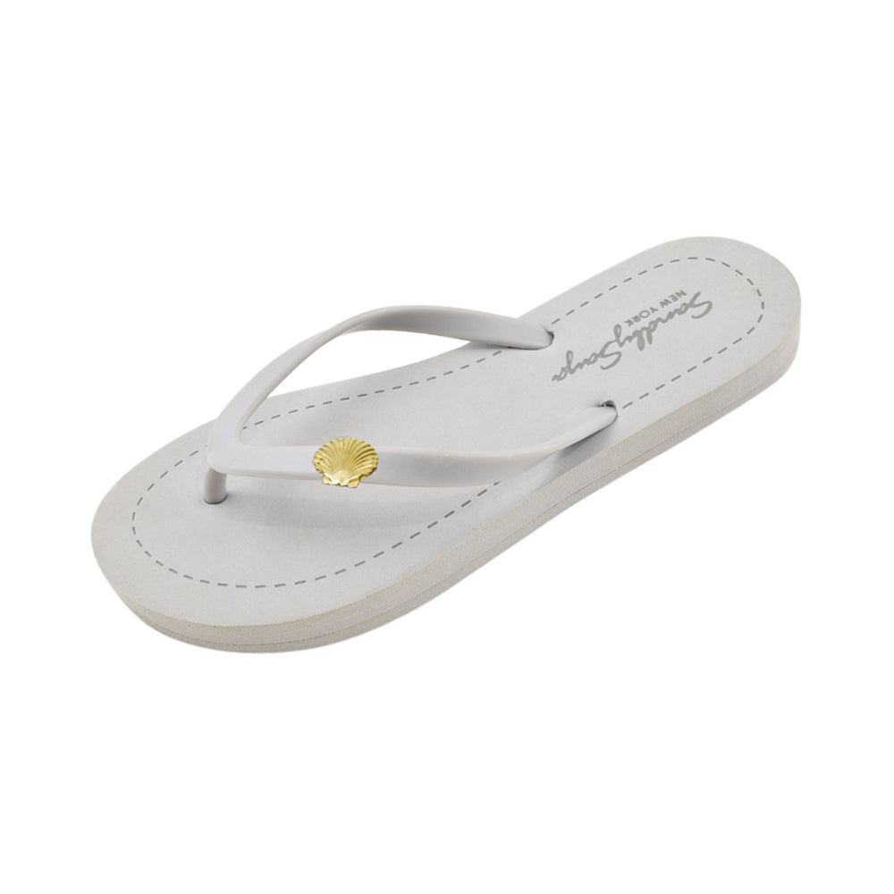 SAND BY SAYA N.Y. - Gold Shell - Studs Flat Flip Flops Sandal - 4 COLORS -