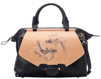 Thumbnail for Bellorita - Koi Large Black Satchel - Hand Carved and Painted - 1 COLOR -