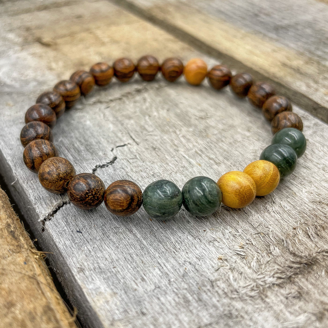 Central - Yellow Sandalwood, Green Jasper, & Sandalwood -