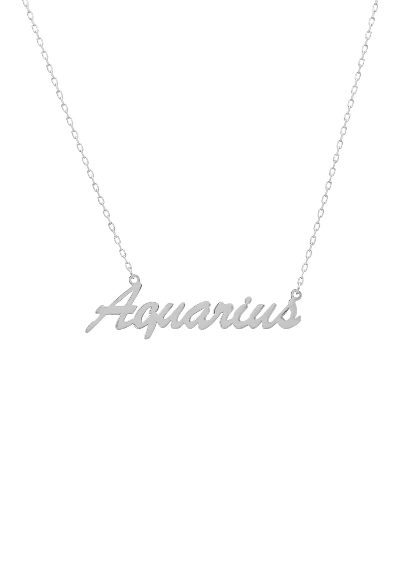 Zodiac Star Sign Name Necklace Silver Aquarius -