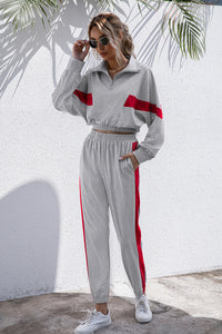 Thumbnail for Turtle Neck Long Sleeve Zip-Up Top Long Pants Set - 2 PCS. - T - 3 COLORS -