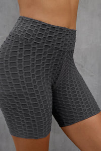 Thumbnail for Textured High Waisted Biker Shorts - T - 2 COLORS -