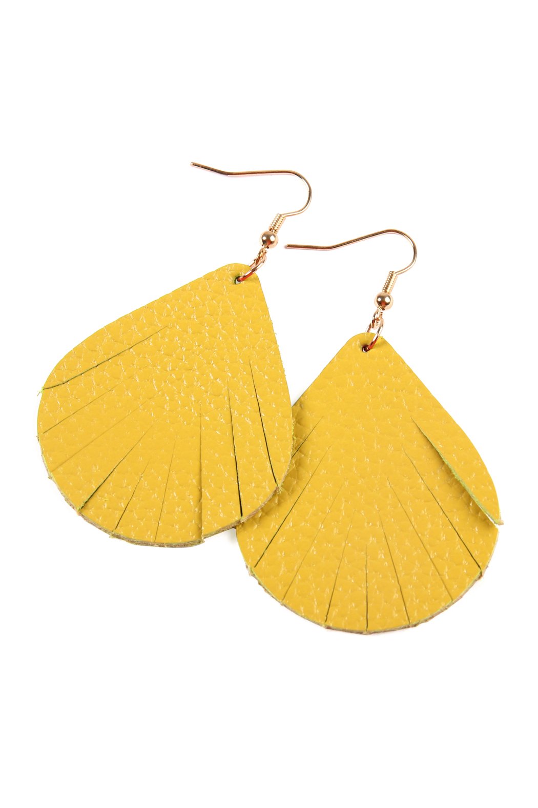 Fringed Pear Shaped Leather Earrings - 10 COLORS