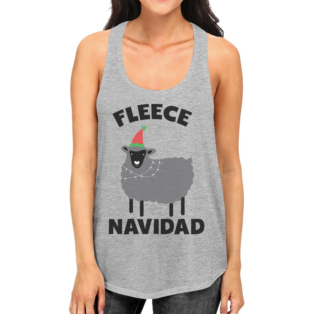 Fleece Navidad Womens Racerback Tank Top for Christmas Gym Workout - 3 COLORS - MC -