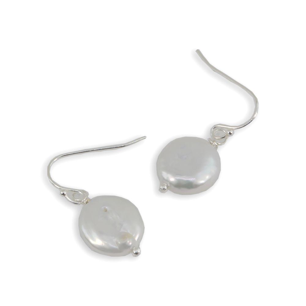 Christy Jean - Freshwater Coin Pearl Sterling Silver Earrings - 2 COLORS -