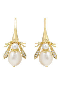 Thumbnail for LATELITA - Pearl Honey Bee Earrings Gold -