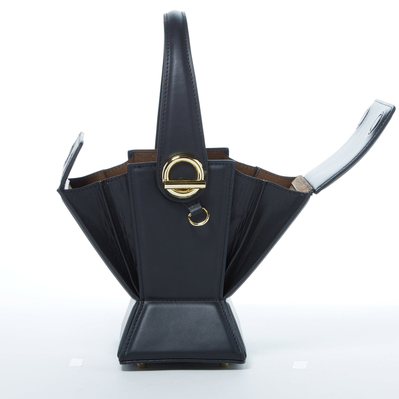 Amber Leather Bucket Purse Black -