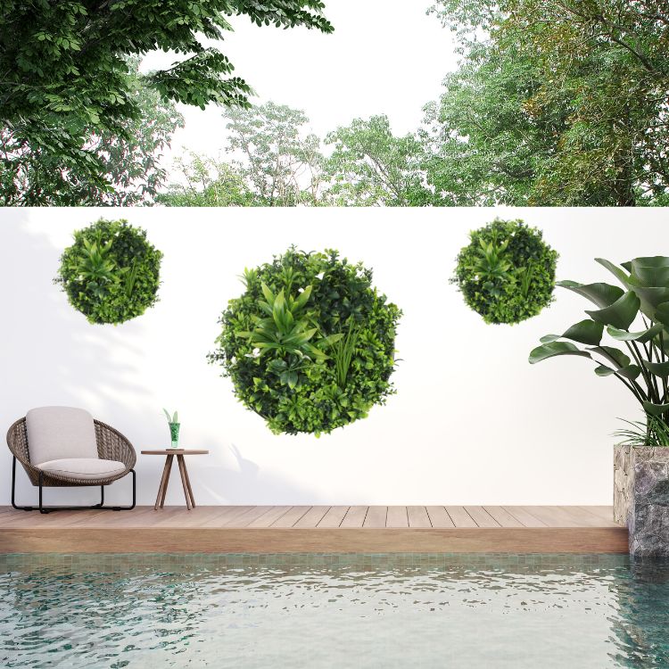 Luxury Artificial Green Wall Disc 20" Black Frame UV Resistant