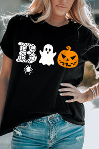 Thumbnail for Round Neck Short Sleeve BOO Graphic T-Shirt - T - 1 COLOR -