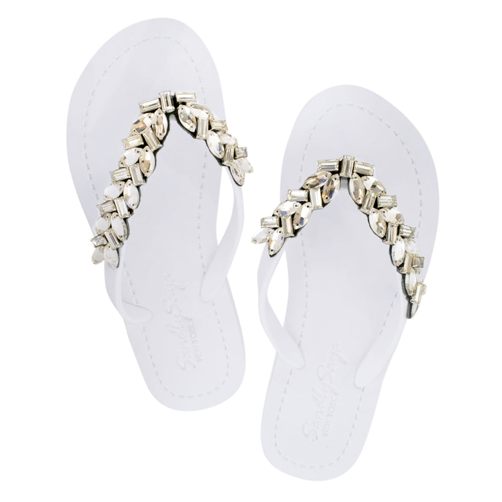 SAND BY SAYA N.Y. - Greenwich - Rhinestone Flat Flip Flops Sandals - 4 COLORS -