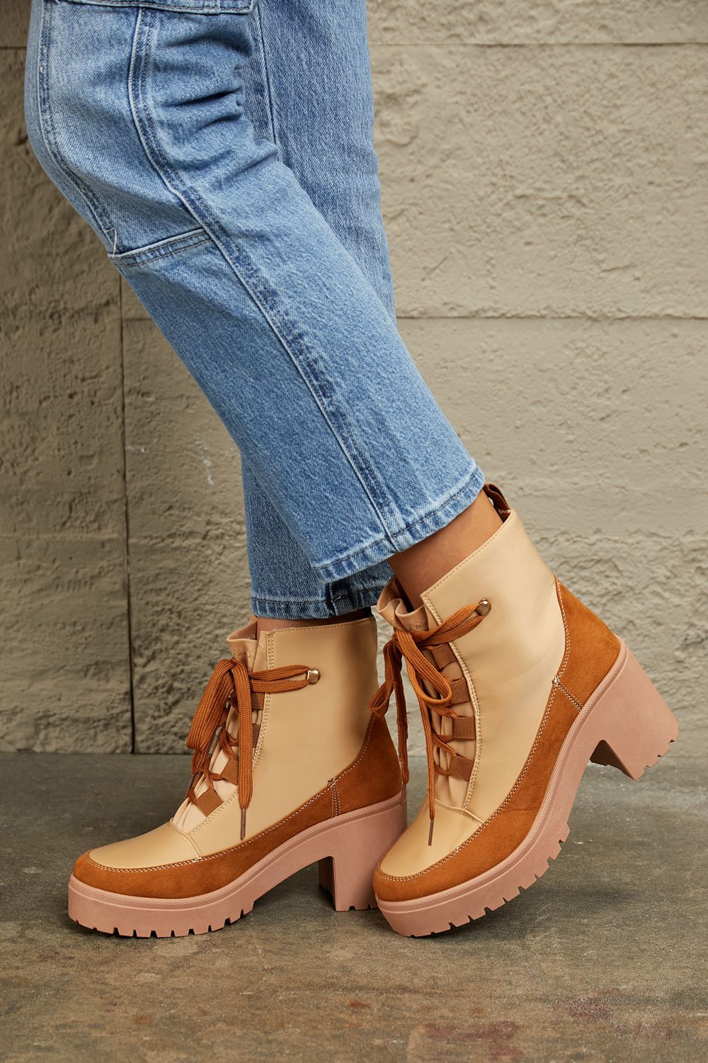 East Lion - Lace Up Lug Booties - T - 1 COLOR -