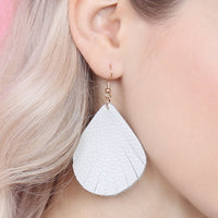 Thumbnail for Fringed Pear Shaped Leather Earrings - 10 COLORS