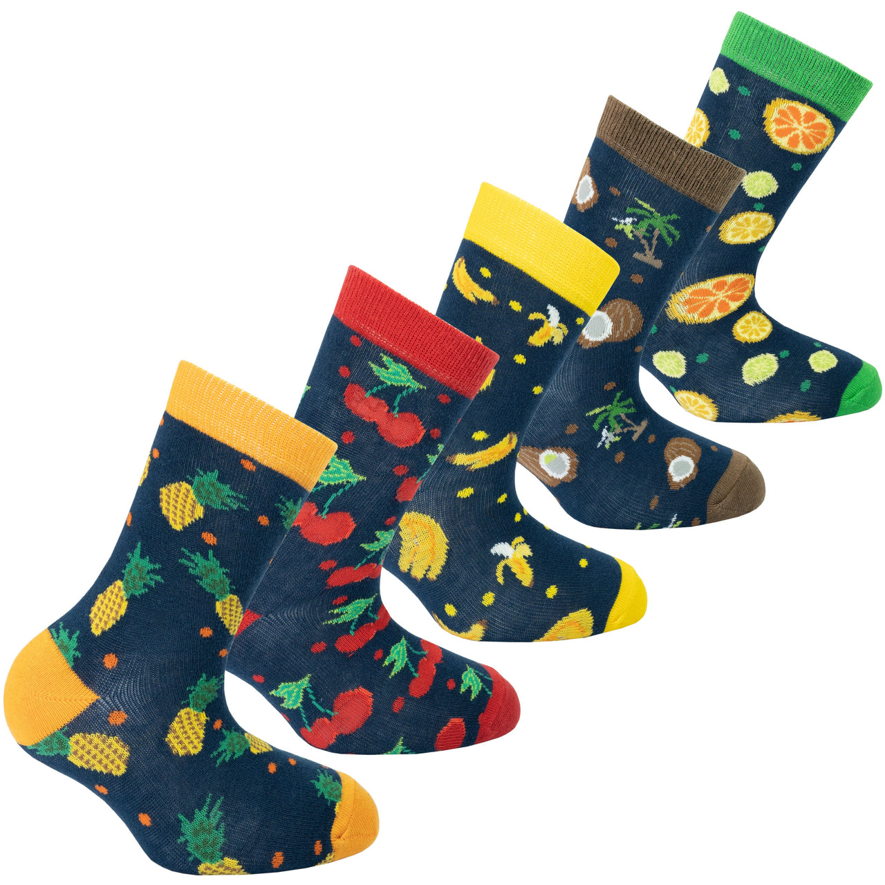 Kids Cheerful Fruits Socks - 5 PACK -