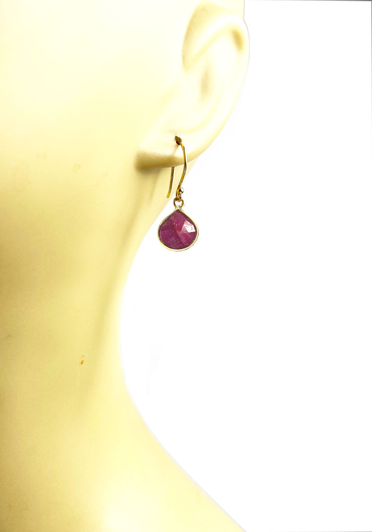 Gena Myint - Ruby Bezel Drop Earrings -