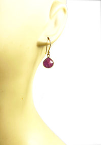 Thumbnail for Gena Myint - Ruby Bezel Drop Earrings -