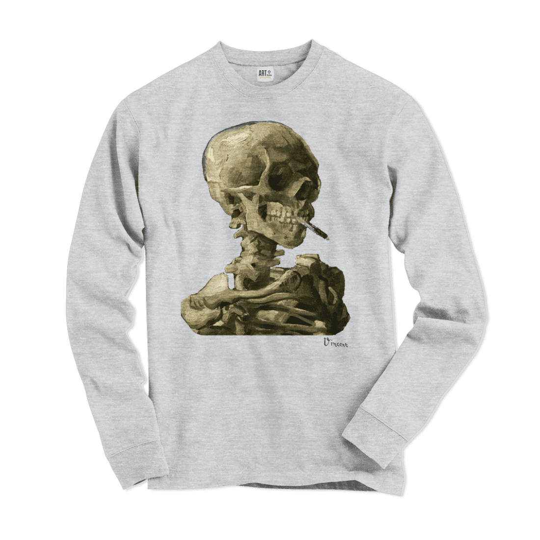 Van Gogh Skull of a Skeleton With Burning Cigarette - Long Sleeve Shirt - 5 COLORS -