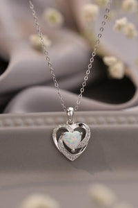 Thumbnail for Opal Heart Pendant Necklace - T - 2 COLORS -