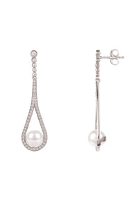 Thumbnail for LATELITA - Cradled Pearl Drop Earrings Silver -