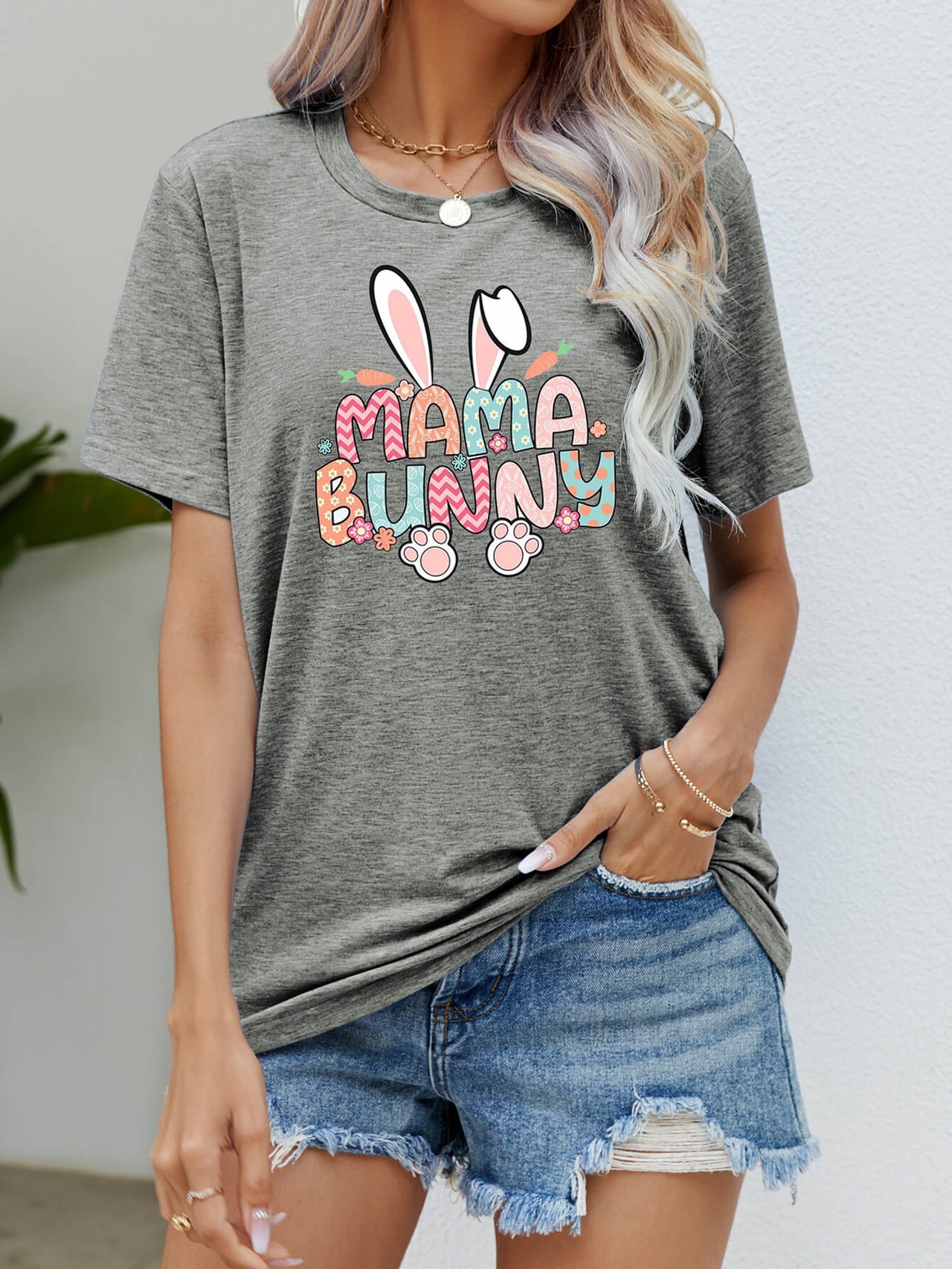 MAMA BUNNY Easter Graphic Short Sleeve Tee - T - 6 COLORS -