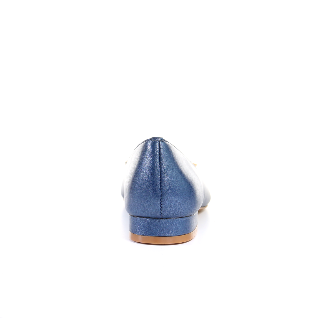 Tassel Leather Square Toe Ballerina (Blue)