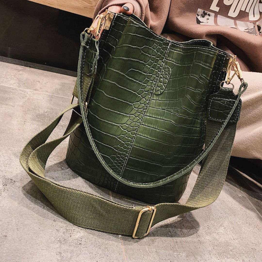 Blake Shoulder Bag - Olive Croc - 1 COLOR -