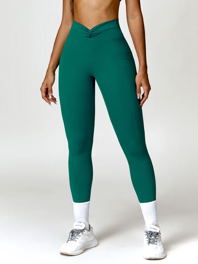 Twisted High Waist Active Leggings with Pockets - T - 5 COLORS -