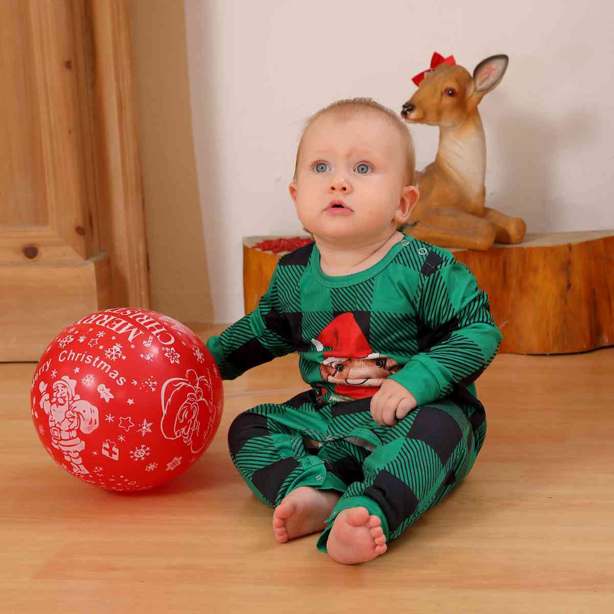 BABY MERRY CHRISTMAS Graphic Plaid Jumpsuit - T -