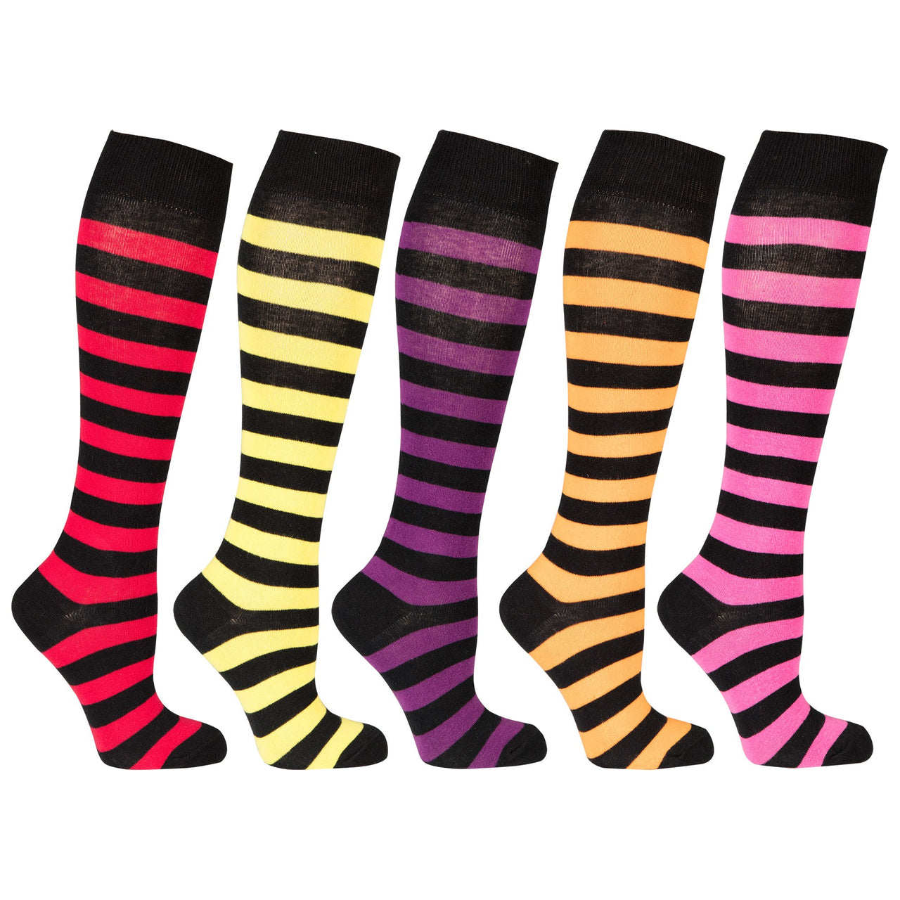 Women's Stylish Stripe Knee High Socks Set - 5 PACK -