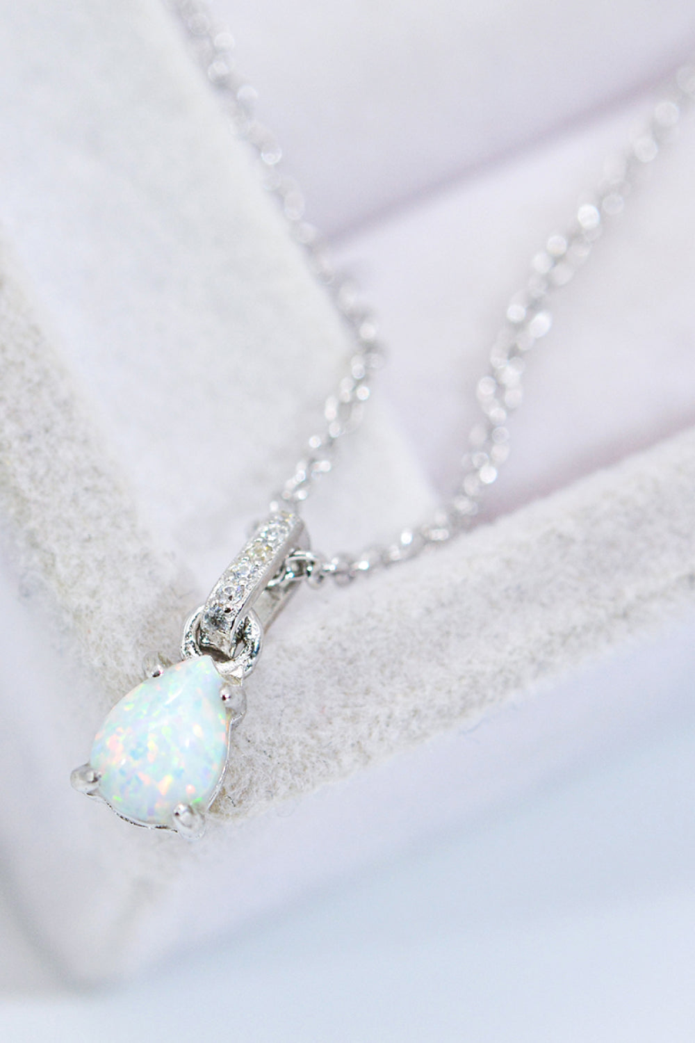 Opal Pendant 925 Sterling Silver Chain-Link Necklace- T - 2 FINISHES -