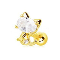 Thumbnail for Gold Jeweled Kitty Cat Cartilage Earring -