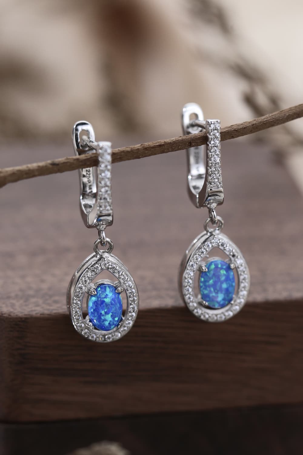 Opal Pear Shaped Drop Earrings - T - 2 COLORS -