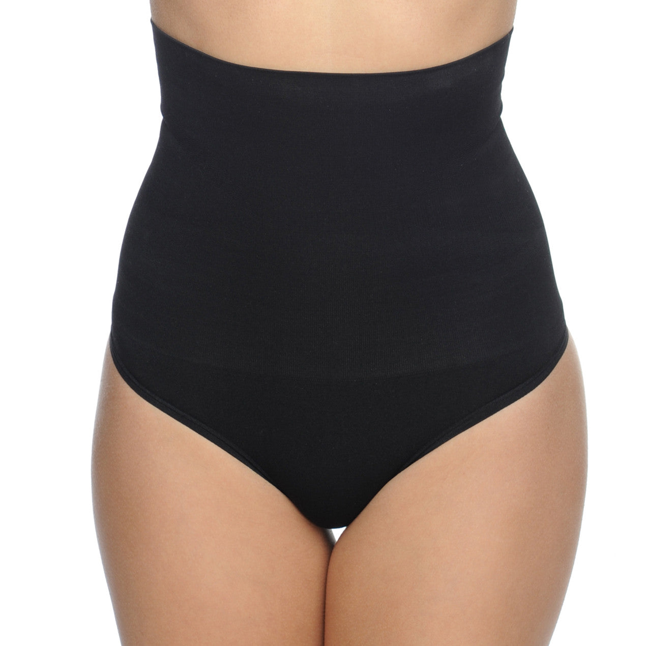 Seamless Hi-Waist Shaper With Thong Bottom Black -