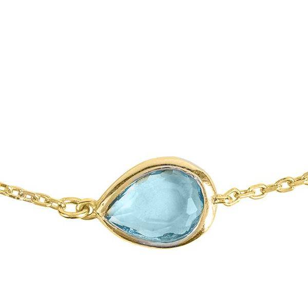 LATELITA - Pisa Mini Teardrop Bracelet Gold Blue Topaz -