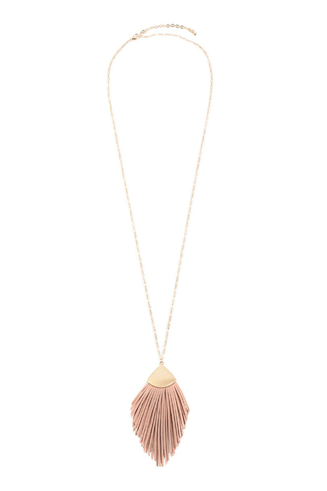 Feather Shape Pu Leather Tassel Necklace - 8 COLORS -