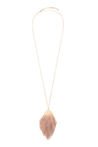 Thumbnail for Feather Shape Pu Leather Tassel Necklace - 8 COLORS -