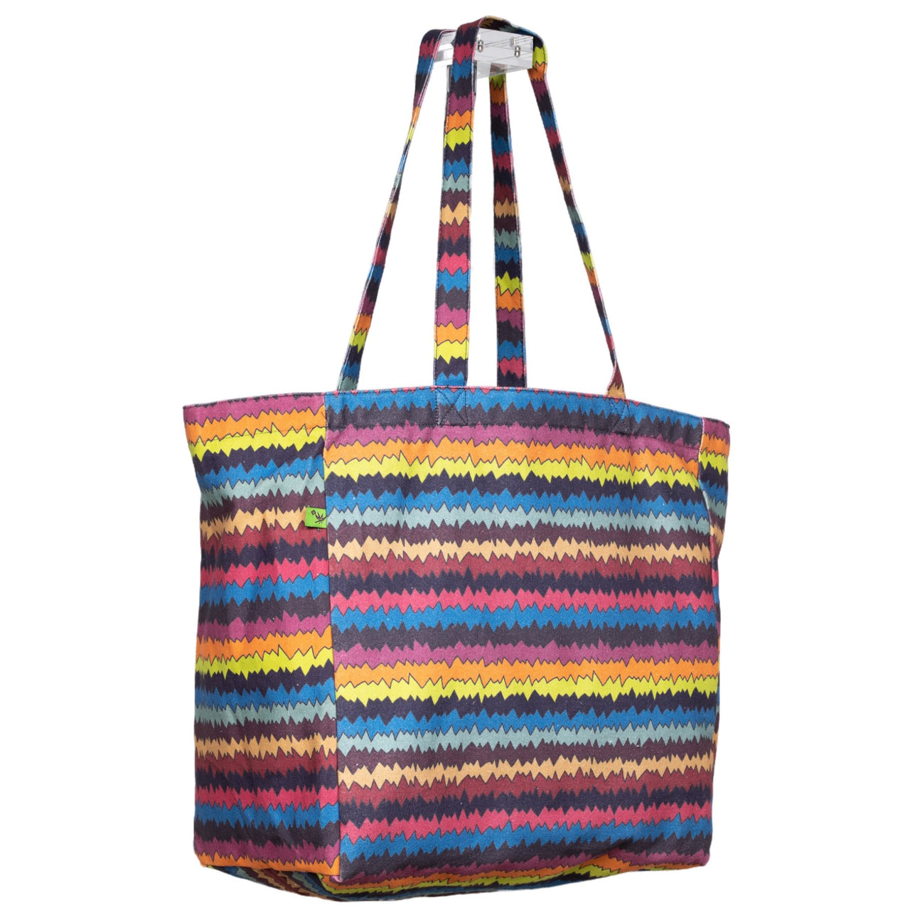 Cabin Measures - Zigzag Keep-'Em-Separated Cotton Canvas Tote Bag -