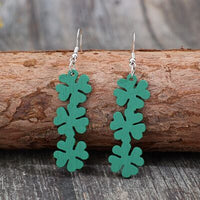 Thumbnail for Lucky Clover Wooden Dangle Earrings - T - 1 COLOR -