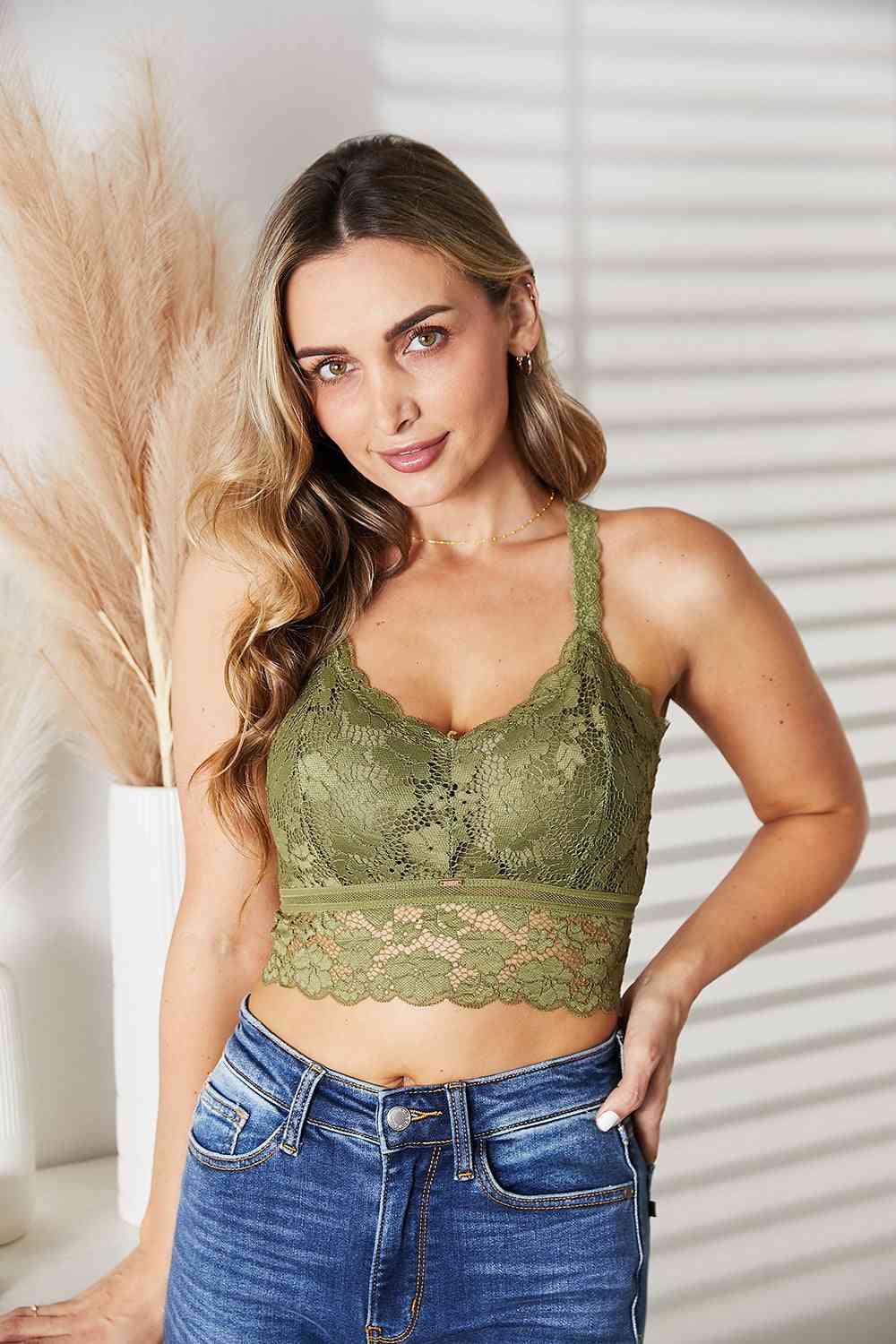 JadyK Full Size Crisscross Lace Bralette - SIZES S THRU 3XL - T - 1 COLOR -