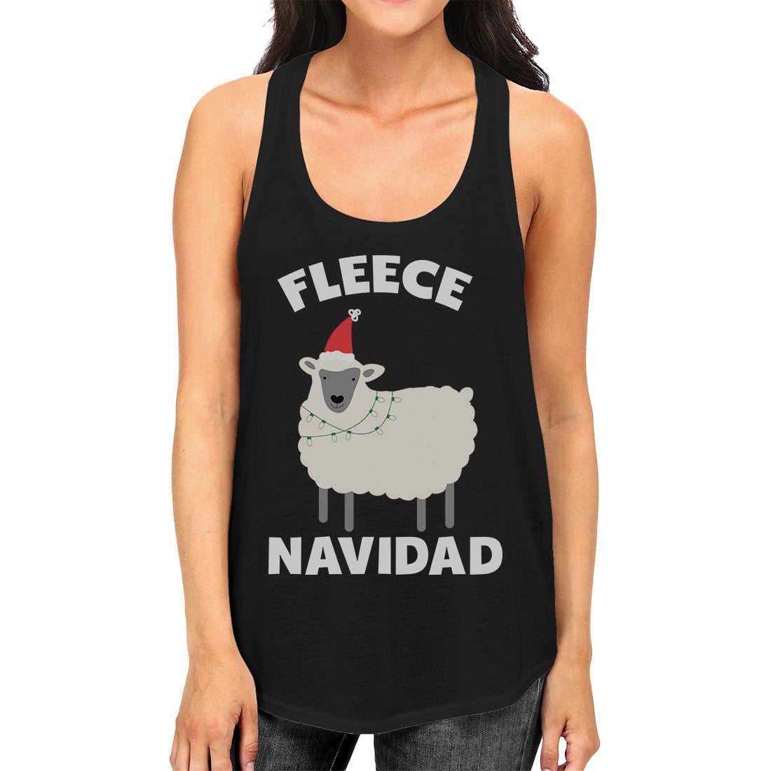 Fleece Navidad Womens Racerback Tank Top for Christmas Gym Workout - 3 COLORS - MC -