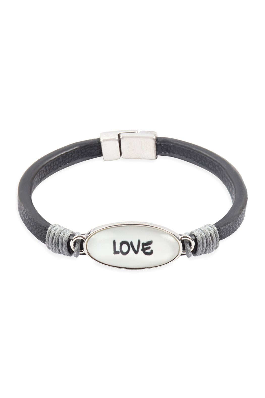 Riah Fashion - "Love" Animal Print Leather Magnet Bracelet - 4 COLORS -