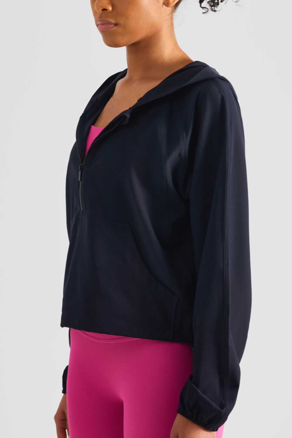 Half-Zip Hooded Sports Top - T - 4 COLORS -