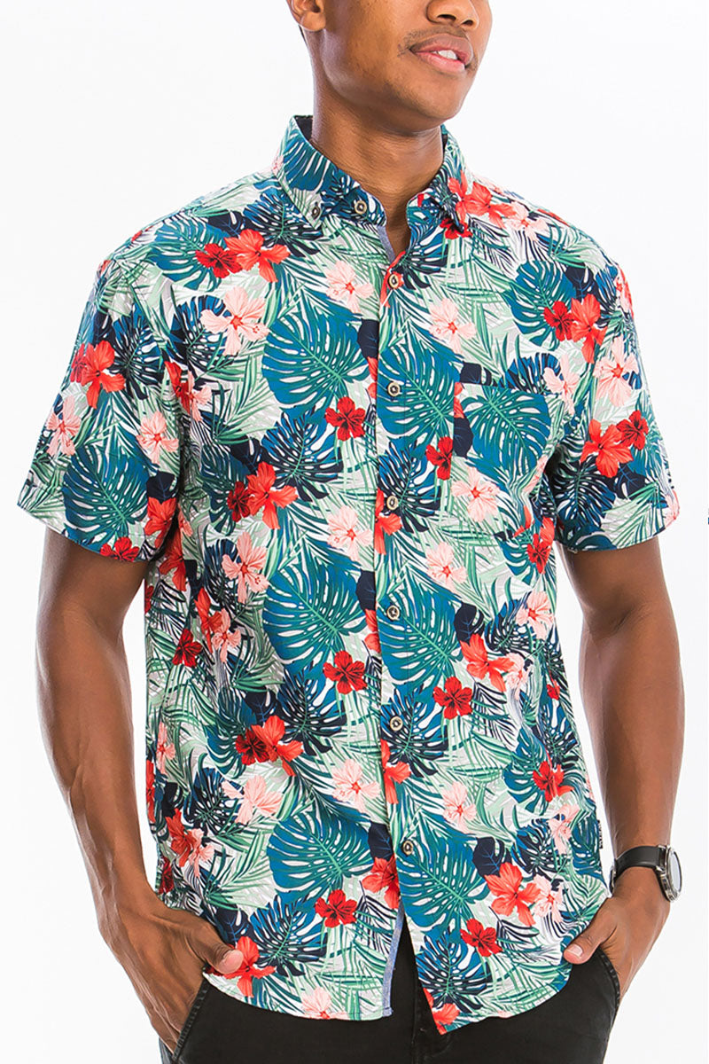 WEIV - Digital Print Hawaiian Short Sleeve Shirt -