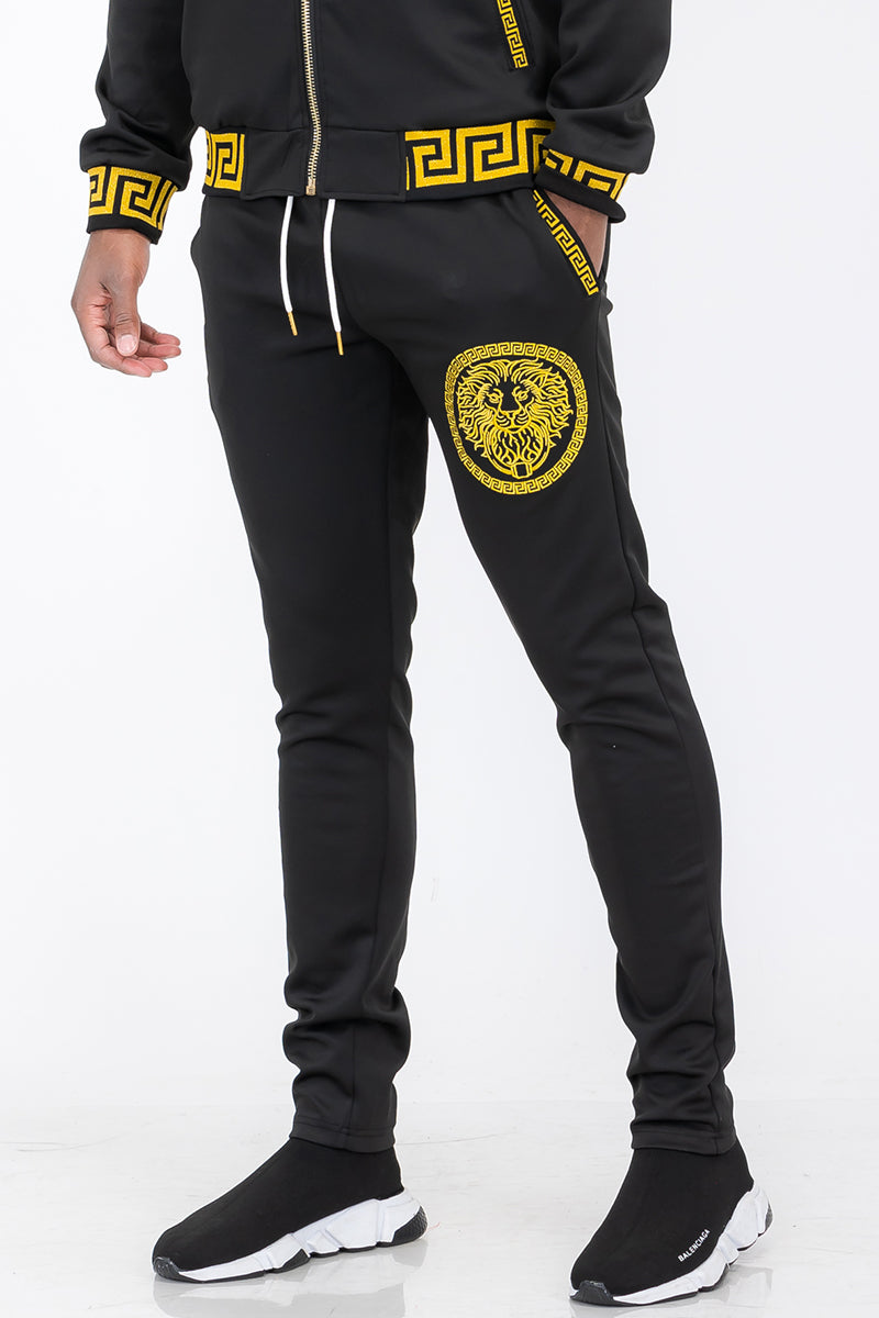 Lion Head Embroidered Track Pants - 4 COLORS -