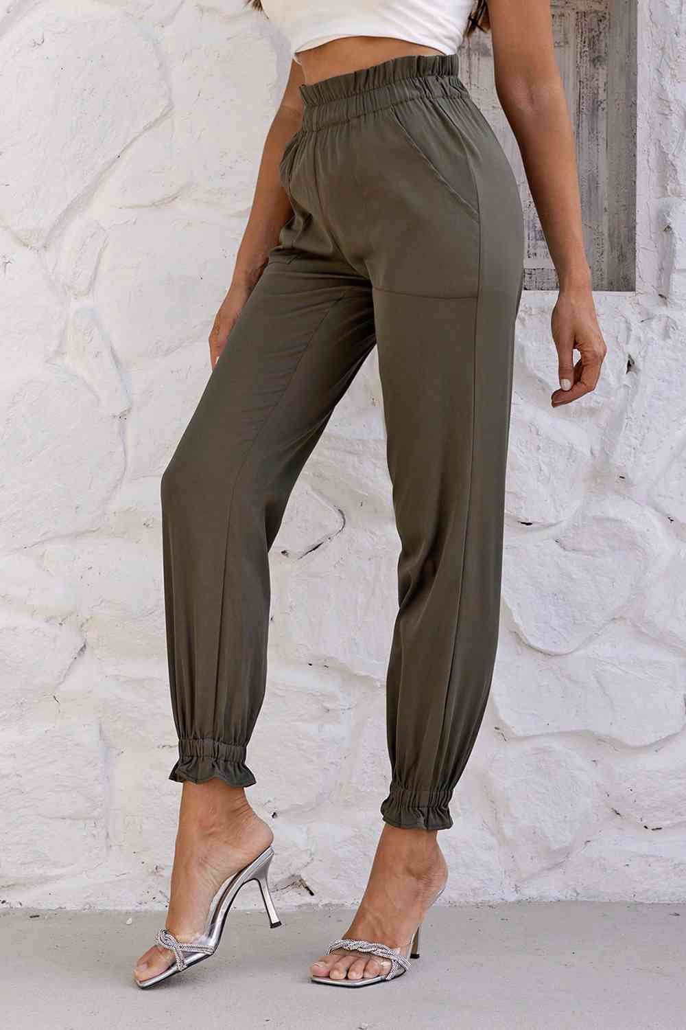 Paperbag Waist Pants with Pockets - T - 1 COLOR -