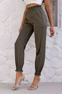 Thumbnail for Paperbag Waist Pants with Pockets - T - 1 COLOR -