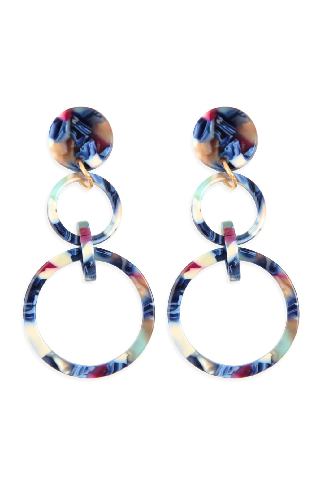 Linked Hoop Acetate Dangle Earrings - 7 COLORS -