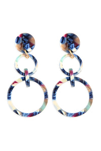 Thumbnail for Linked Hoop Acetate Dangle Earrings - 7 COLORS -