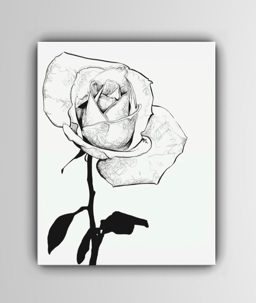 Black and White Single Rose Art Print - 3 SIZES -