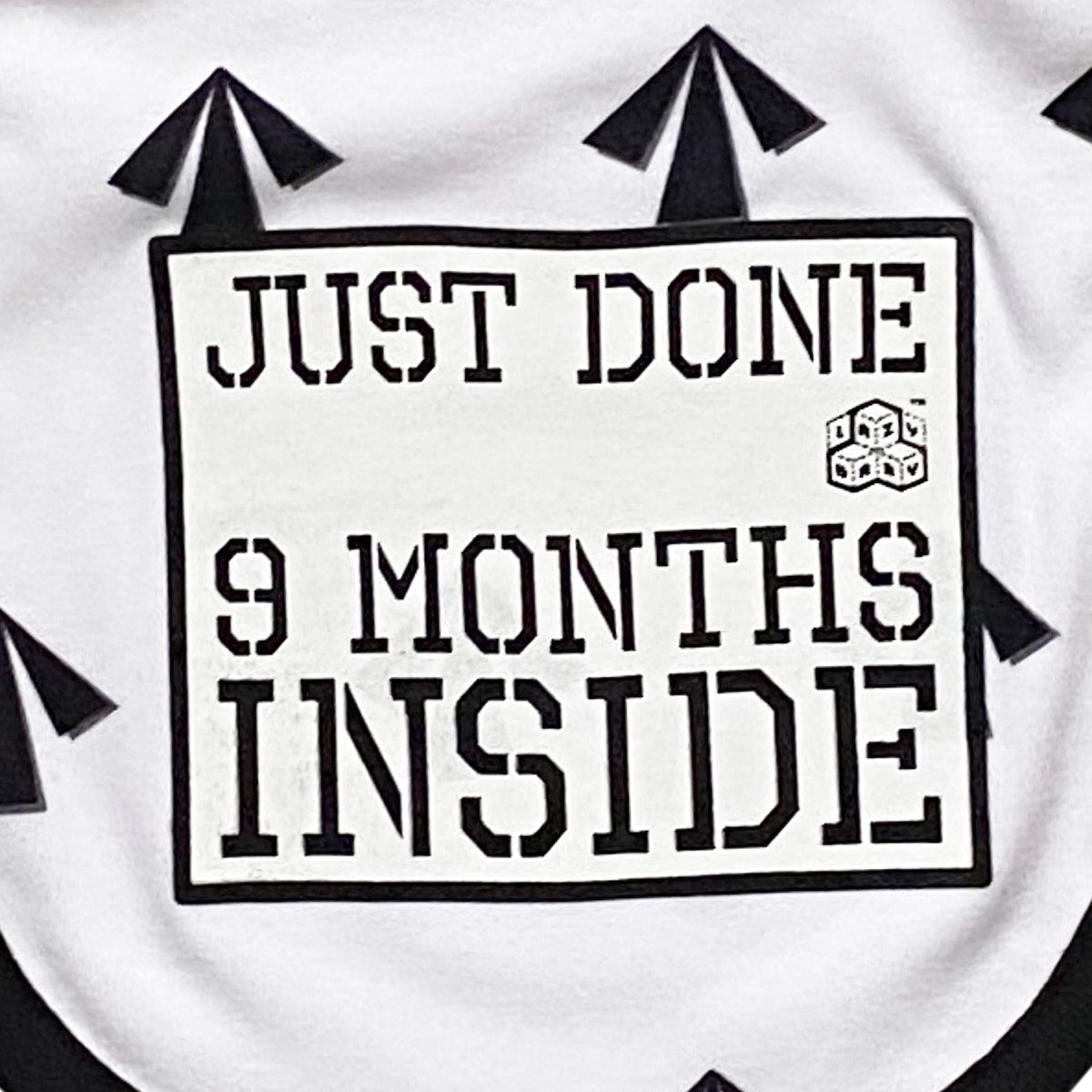 Baby Shower Gift : Just Done 9 Months Inside® : New Born Arrow Bib for Baby Boy or  Girl by Lazy Baby® -