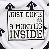 Thumbnail for Baby Shower Gift : Just Done 9 Months Inside® : New Born Arrow Bib for Baby Boy or  Girl by Lazy Baby® -